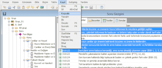 Benzer listeler arası kopyalama