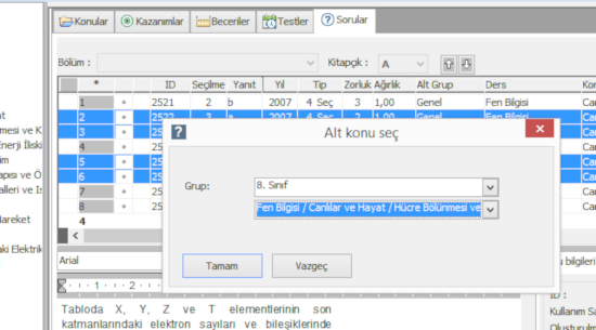 Soruların transfer edilmesi