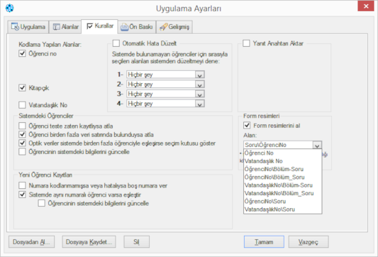 Açık uçlu yanıtların aktarılması