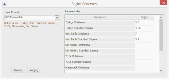Parametrik formüller